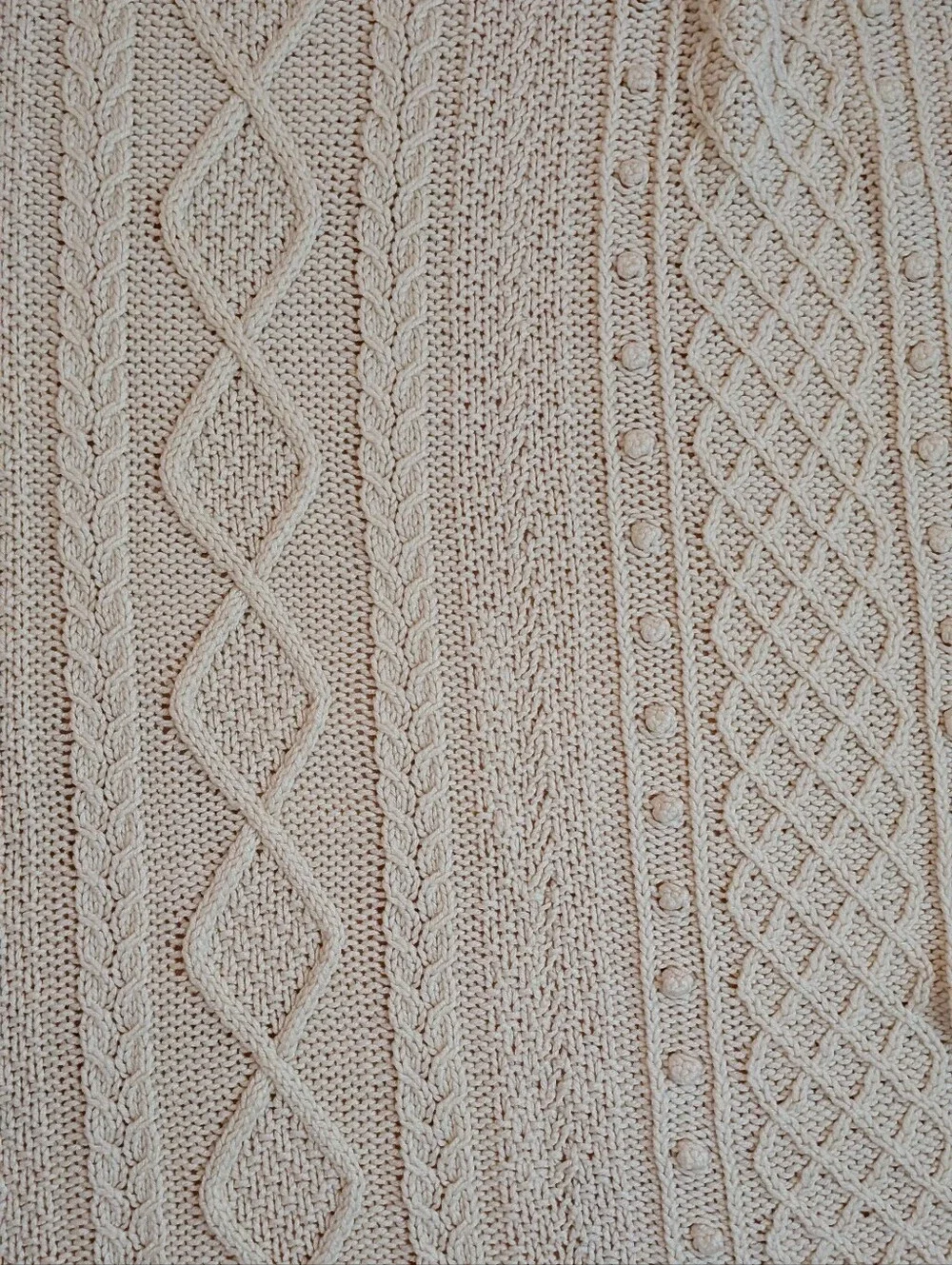 Cable Knit Hooded Throw Blanket - Cream